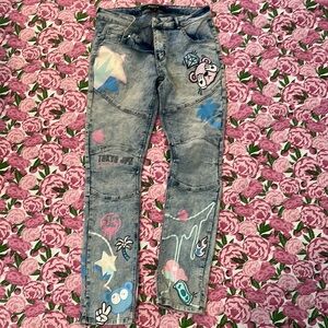REASON Japan Stylish Blue Graphic Women Jeans